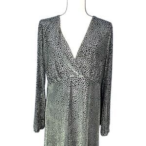 Green & Black Ruched Wrap Sheath Dress, Size XL - Pre-Owned